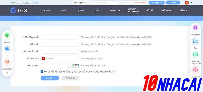Đăng kí tài khoản tại Gi8 như thế nào?