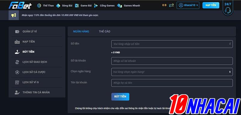 Rút tiền tại nhà cái Fabet như thế nào?
